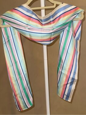 Echo Pastel Stripe 100% silk oblong designer romantic scarf NWT
